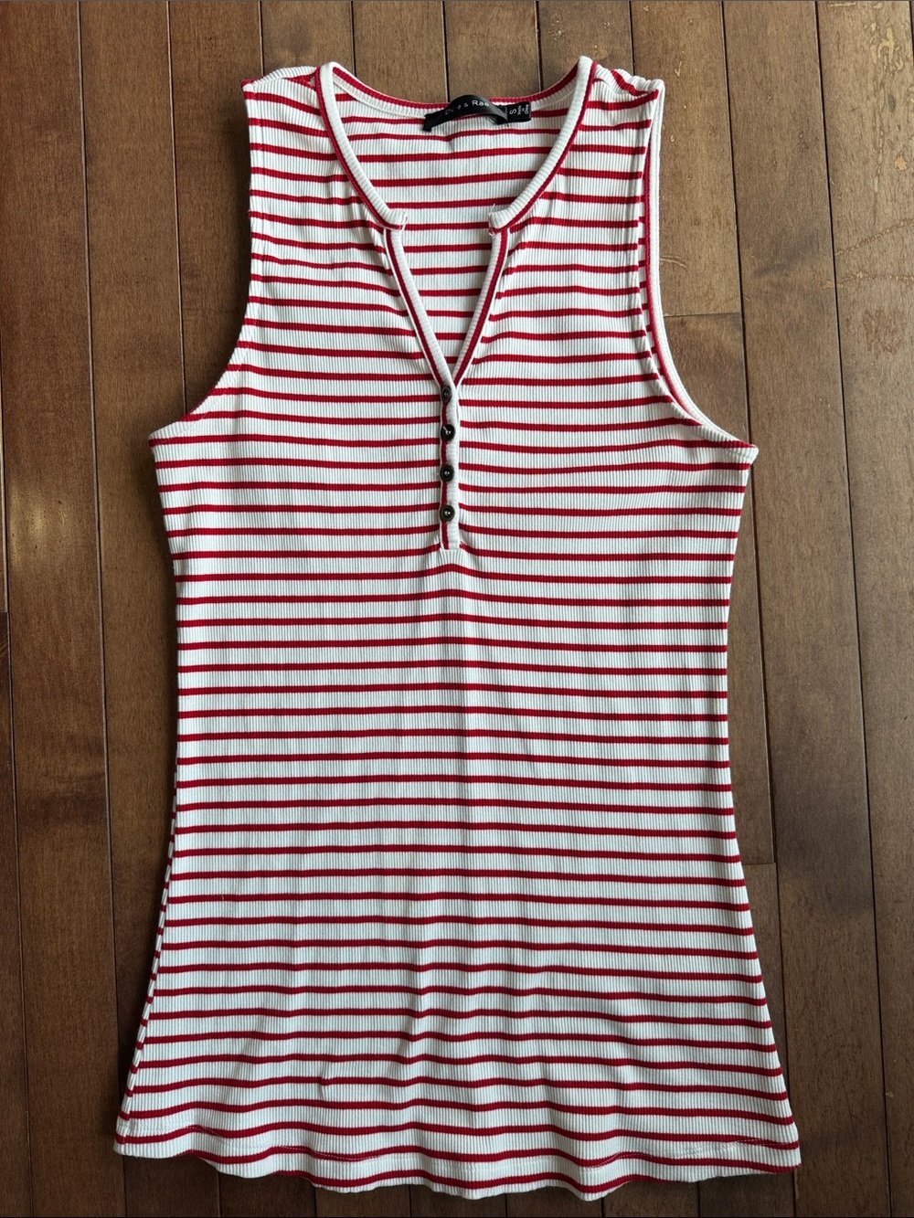 Doe & Rae Red and White Stripped Ribbed Tank Size Small - Picture 7 of 7
